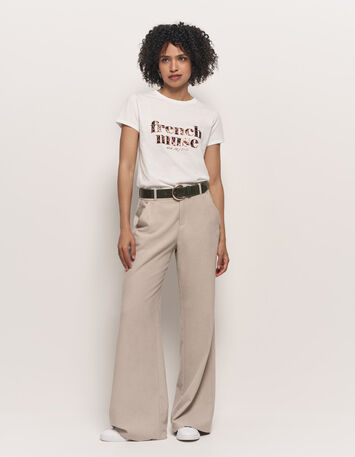 MASTER - T-shirt blanc coton bio message léopard-7