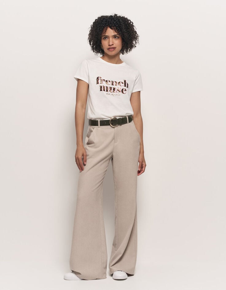 MASTER - T-shirt blanc coton bio message léopard-7 MASTER - T-shirt blanc coton bio message léopard-7