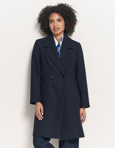 DEANA - Manteau marine drap de laine - One Step
