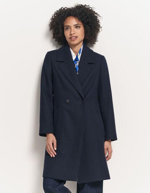 DEANA - Manteau marine drap de laine - One Step