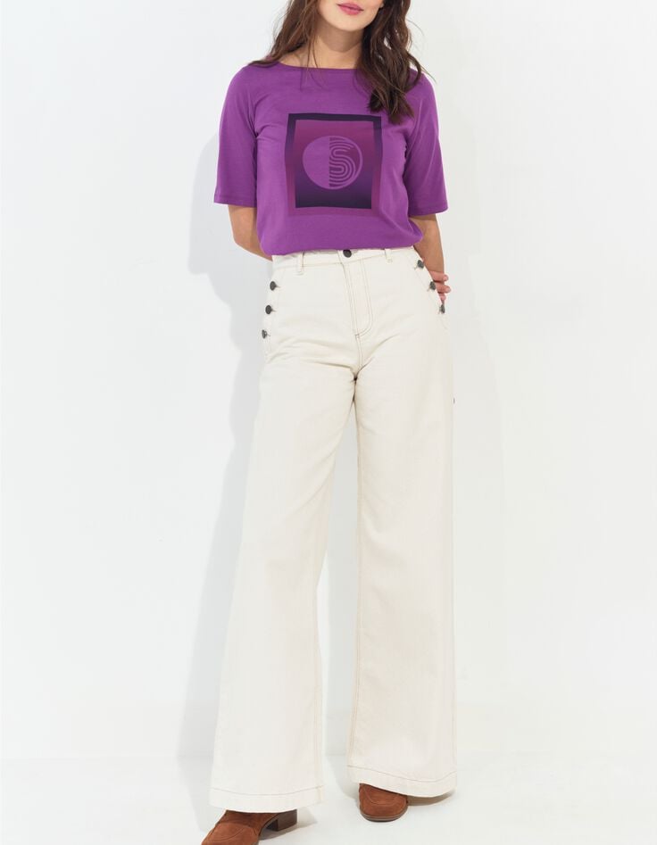 MATHEO - T-shirt violet coton bio monogramme -4