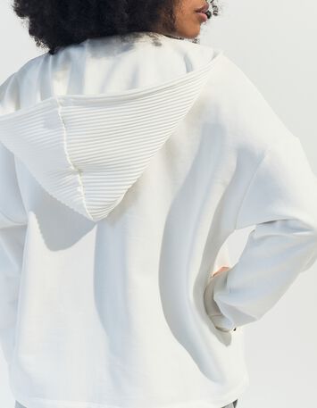 MONTES - Cardigan blanc molleton capuche fantaisie -7