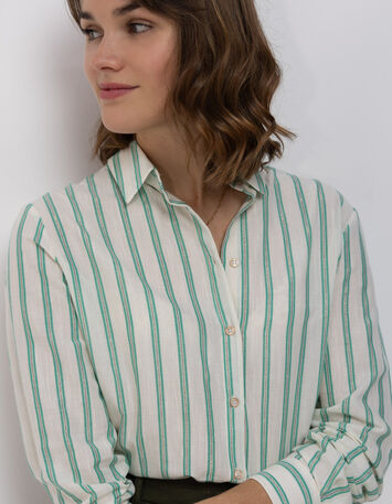 COLBY - Chemise rayures vertes fantaisie-2