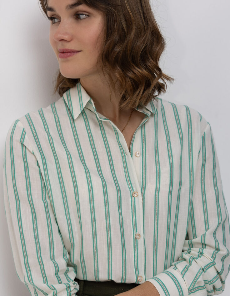 COLBY - Chemise rayures vertes fantaisie-2