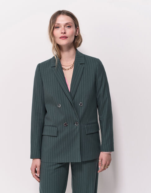 VANDA - Veste de costume verte motif rayures tennis - One Step