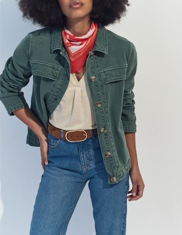 DARIA - Veste en jean vert waterless surteint Azudel&reg; -1