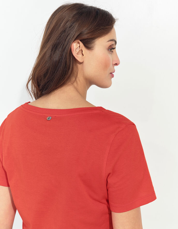 MADIE - T-shirt orange coton bio visuel danseuse arty -5