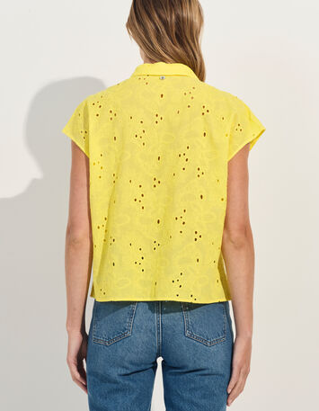 COATI - Chemise jaune broderie anglaise ton sur ton -5
