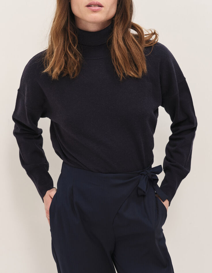 PARROT - Pantalon tapered  marine &agrave; motif rayures-1