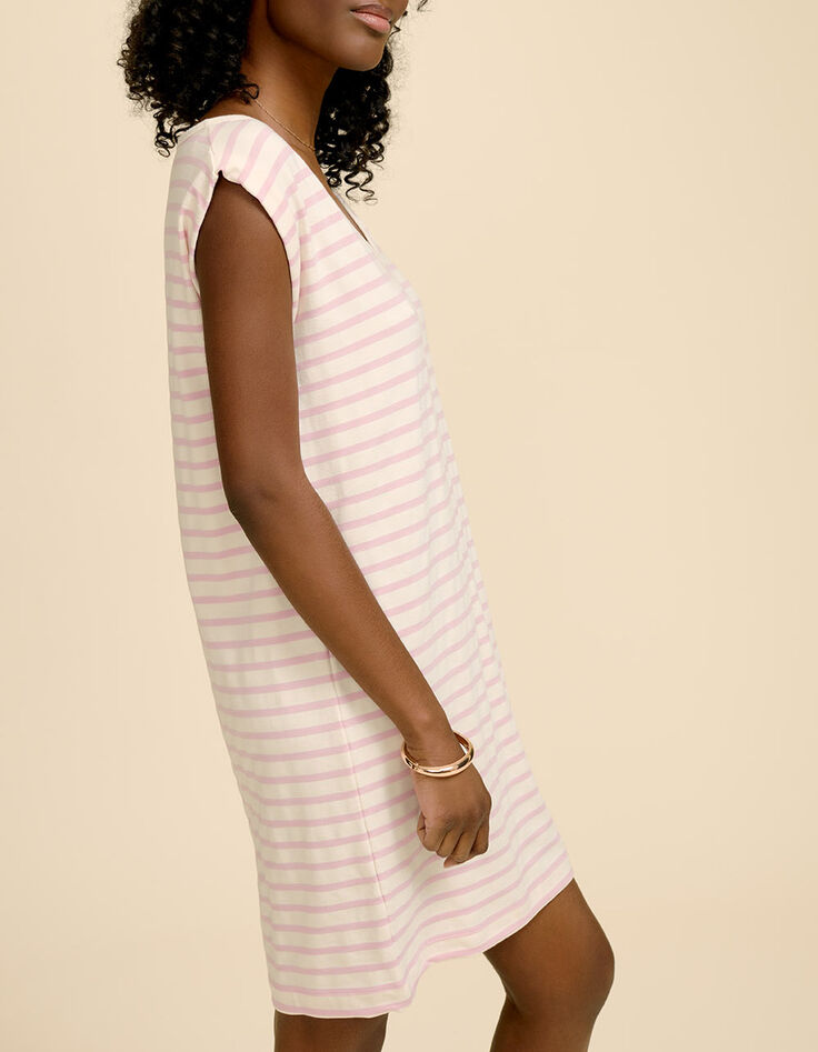 REFLEX - Robe écrue à rayures couleur-2