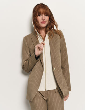 VITO - Veste de costume beige rayures tennis lurex-9
