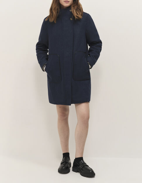 DENVER - Manteau esprit duffle coat marine avec col fourré - One Step