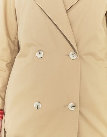 DAYLA - Trench beige coton bio capuche amovible -5