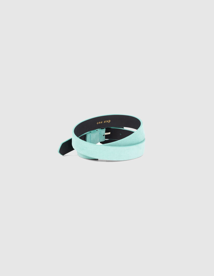 ANDREW - Ceinture menthe en cuir velours-4