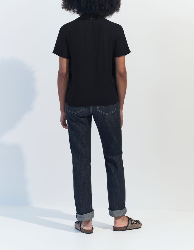 COREY - Top noir Lenzing&trade; Ecovero&trade; effet cache-c&oelig;ur -5