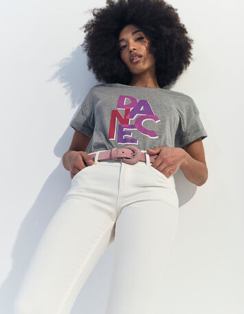 MEIRY - T-shirt gris coton bio message -5
