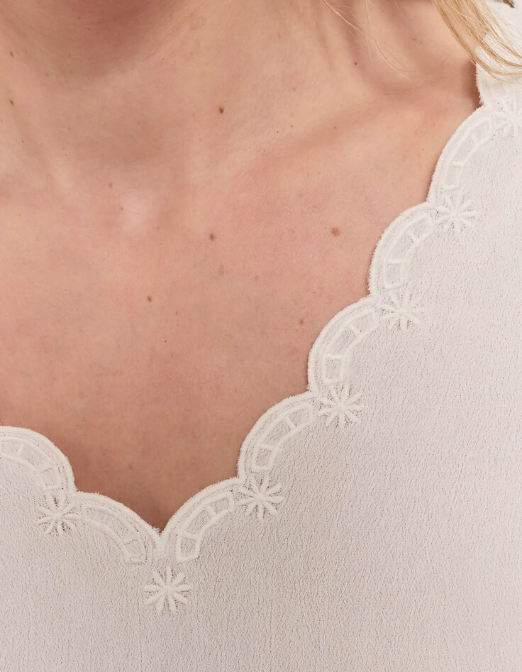 CATALIA - Top écru broderie ton sur ton-5