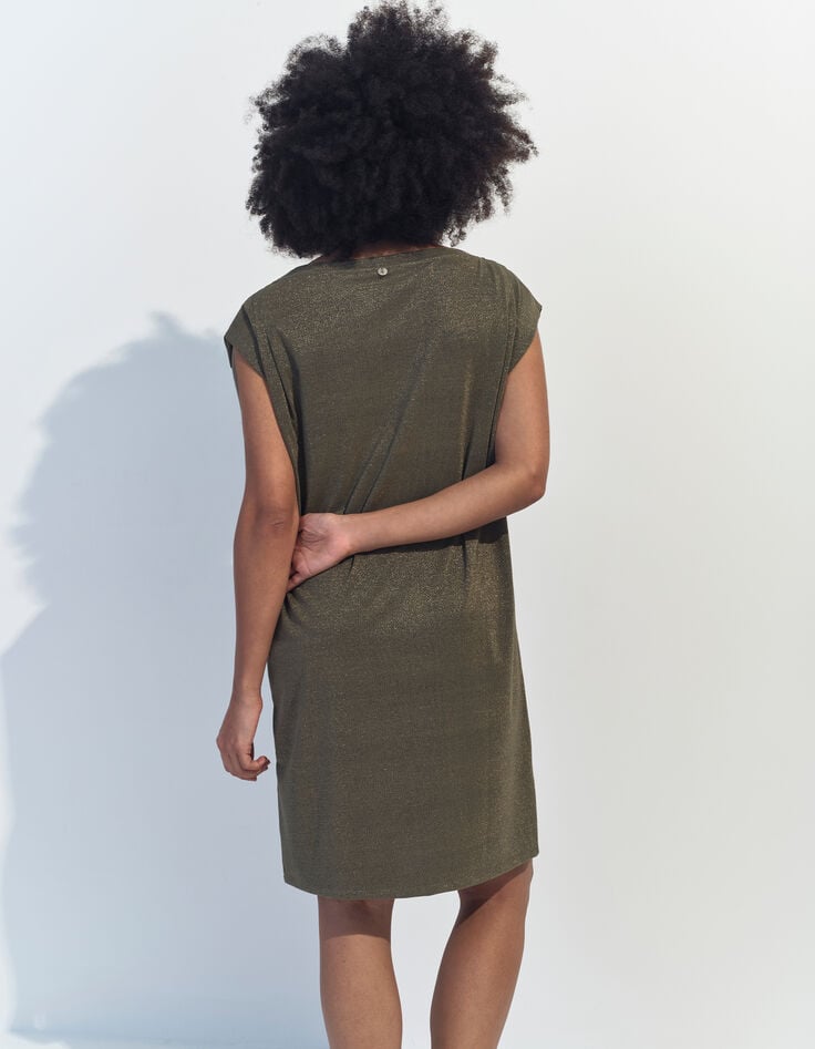 REGINA - Robe kaki maille irisée -3
