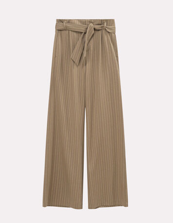 PILEA - Pantalon de costume beige rayures tennis lurex-2