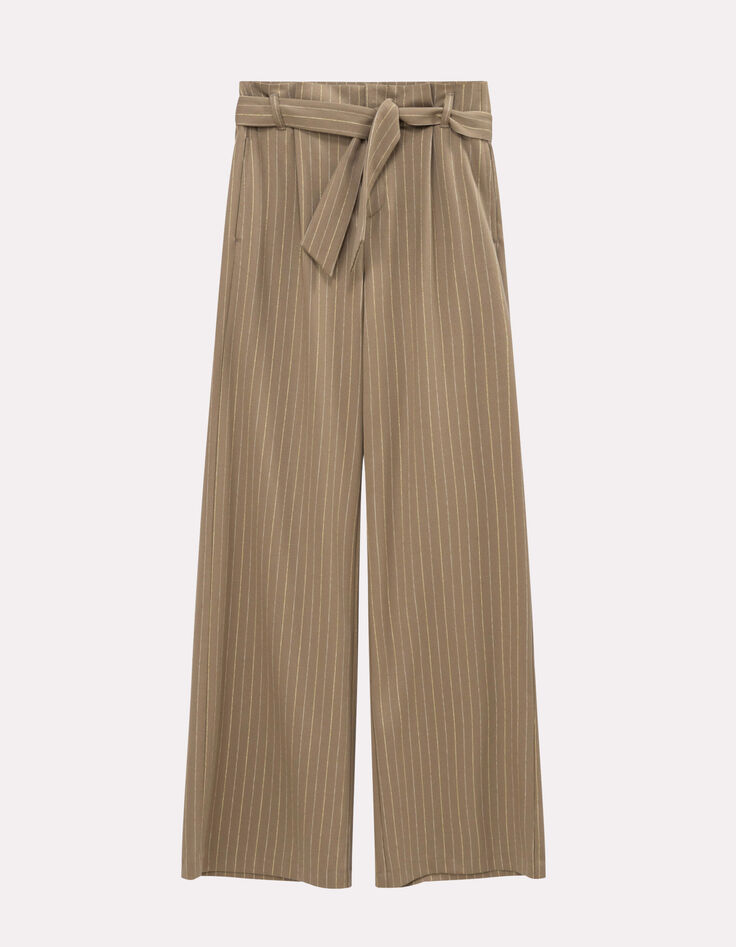 PILEA - Pantalon de costume beige rayures tennis lurex-2
