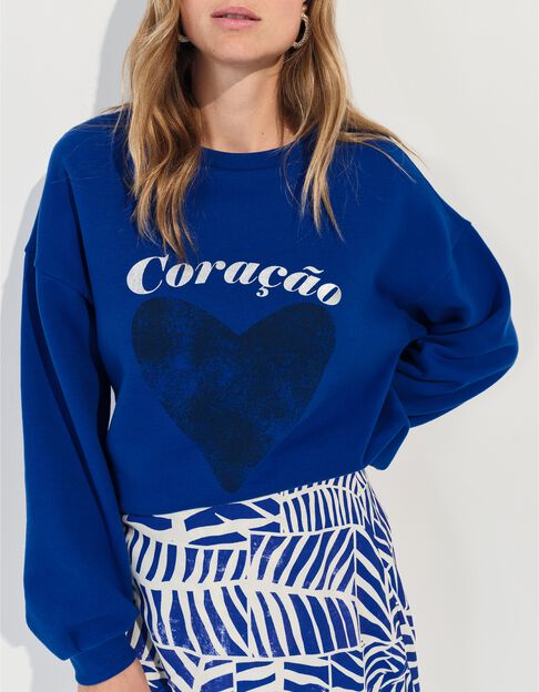 MIDI - Sweat bleu message m&eacute;tallis&eacute; et c&oelig;ur  - One Step