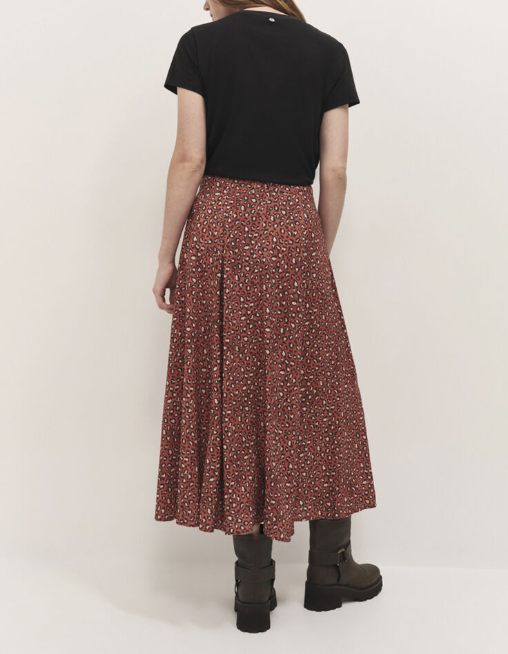 JETTY - Jupe midi pumpkin &agrave; imprim&eacute; safari d'hiver-3