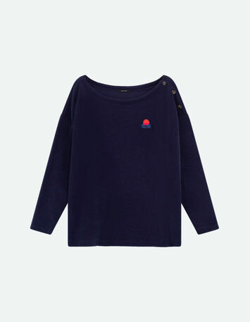 MALOU - T-shirt bleu en éponge de coton bio-5