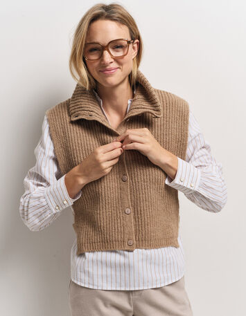 ANGIE - Col camionneur beige tricot-1 ANGIE - Col camionneur beige tricot-1