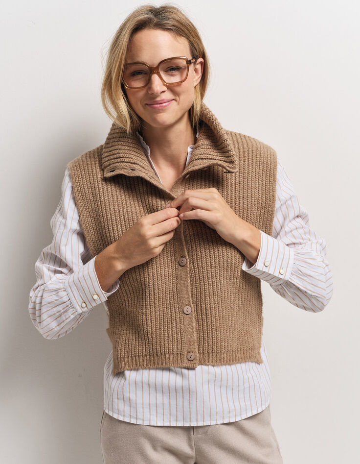 ANGIE - Col camionneur beige tricot-1 ANGIE - Col camionneur beige tricot-1