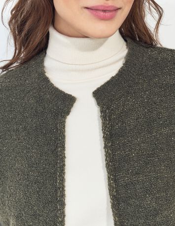 TESSA - Cardigan kaki sans manches tricot lurex-2