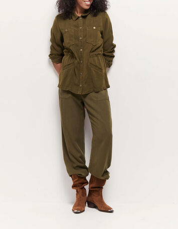VIRGILE - Veste saharienne kaki en  Lyocell®-2