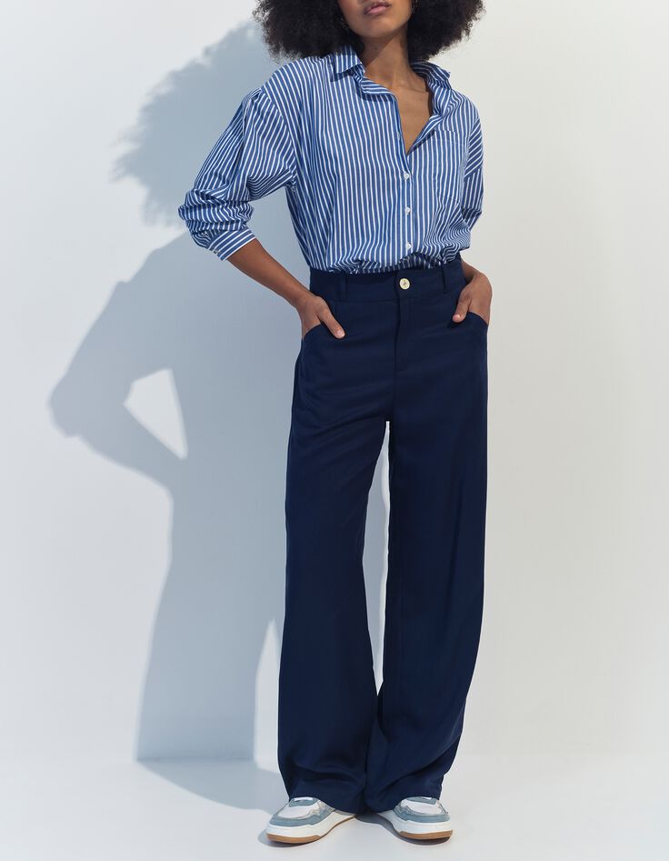 PAULINA - Pantalon droit bleu -5