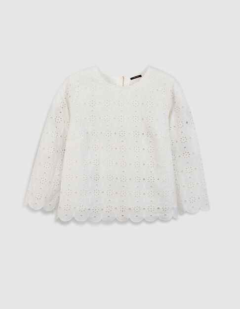 CERVIONE - Blouse blanche coton bio broderie anglaise - One Step