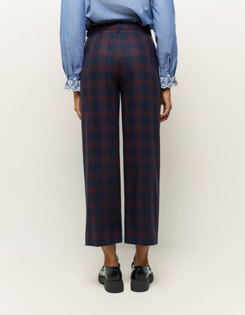 PATRIOTE - Pantalon de costume marine à motif tartan-3