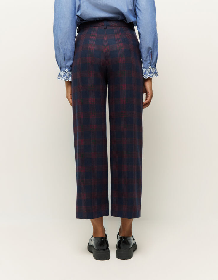 PATRIOTE - Pantalon de costume marine à motif tartan-3