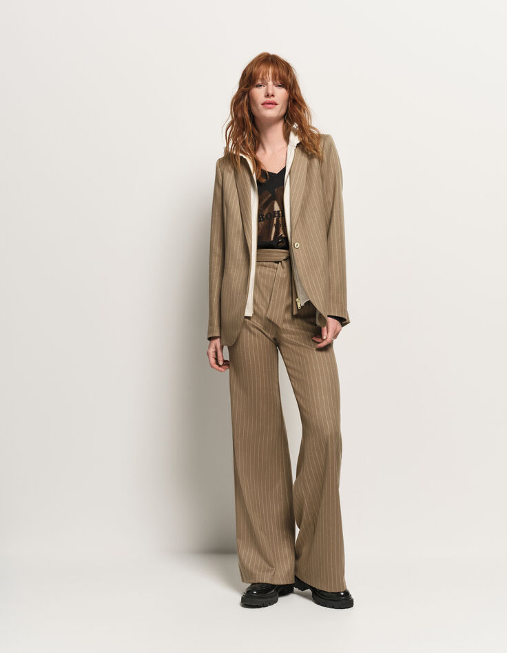 VITO - Veste de costume beige rayures tennis lurex-5