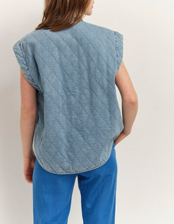 DRISS - Blouson en jean bleu sans manches-3