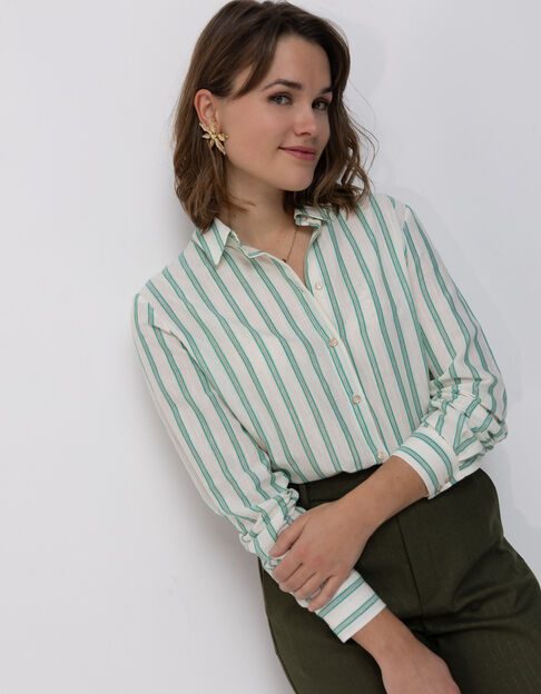 COLBY - Chemise rayures vertes fantaisie - One Step