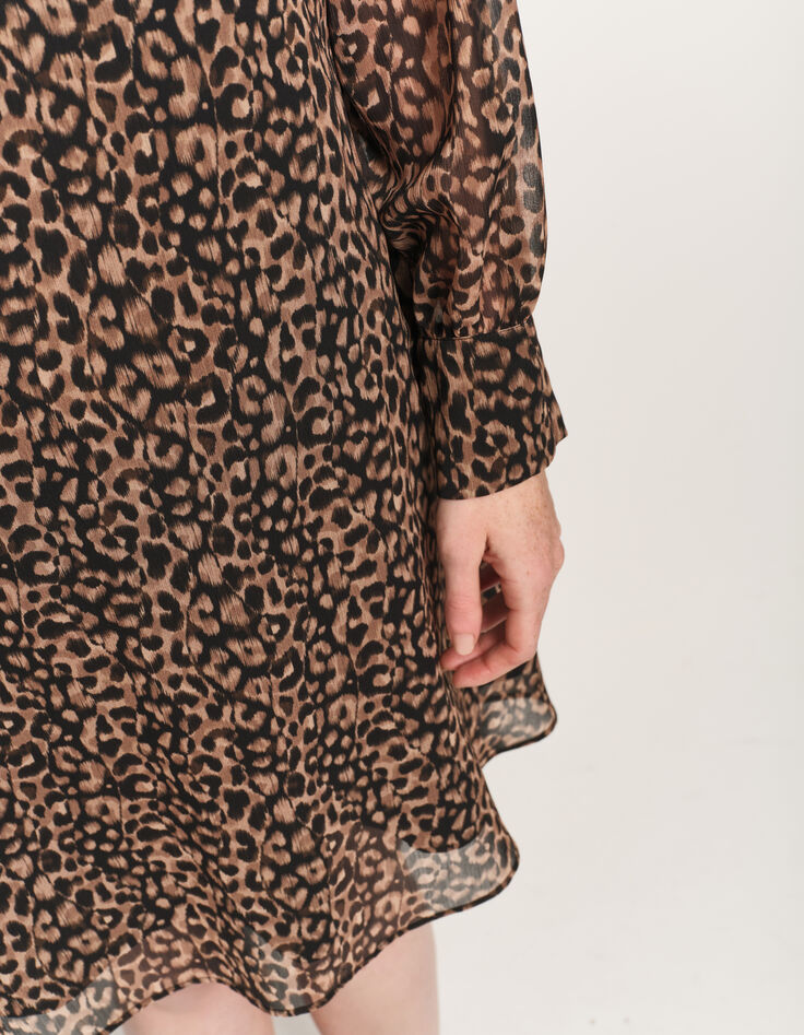 REACH - Robe noire polyester recyclé imprimé léopard-4