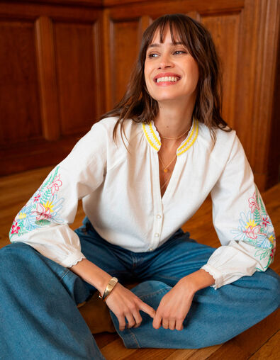 CORACAO - Chemise blanche broderies placées  - One Step