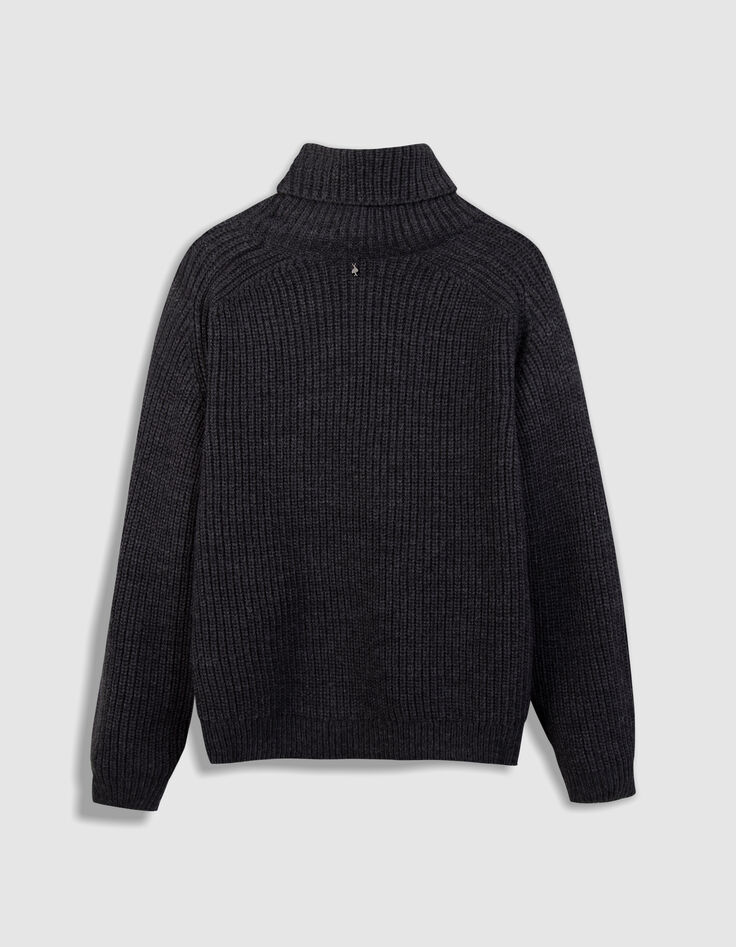 TORINO - Pull col roul&eacute; gris tricot fantaisie-2