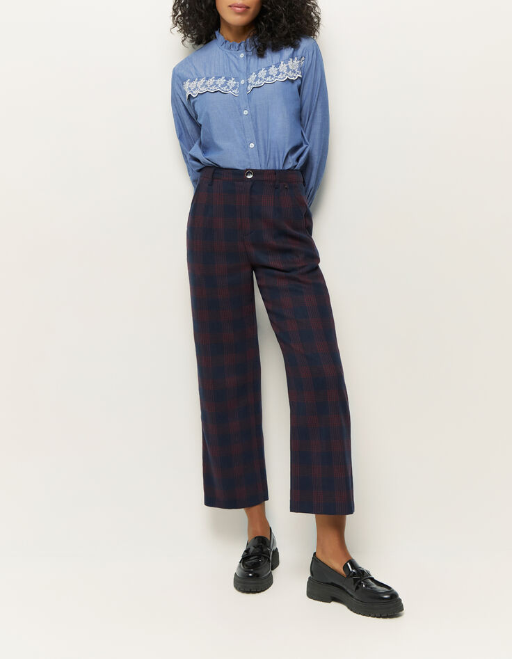 CANOPEE - Chemise en chambray bleu avec broderies-1