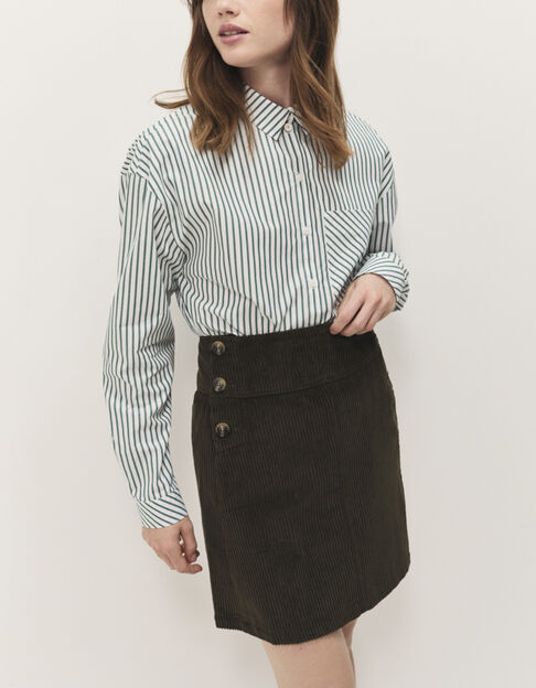 JUJU - Jupe courte kaki en velours côtelé - One Step