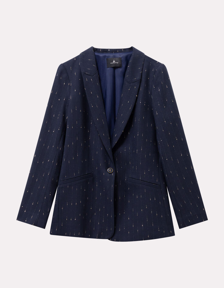 VOICE - Veste de tailleur marine rayures lurex-1 VOICE - Veste de tailleur marine rayures lurex-1