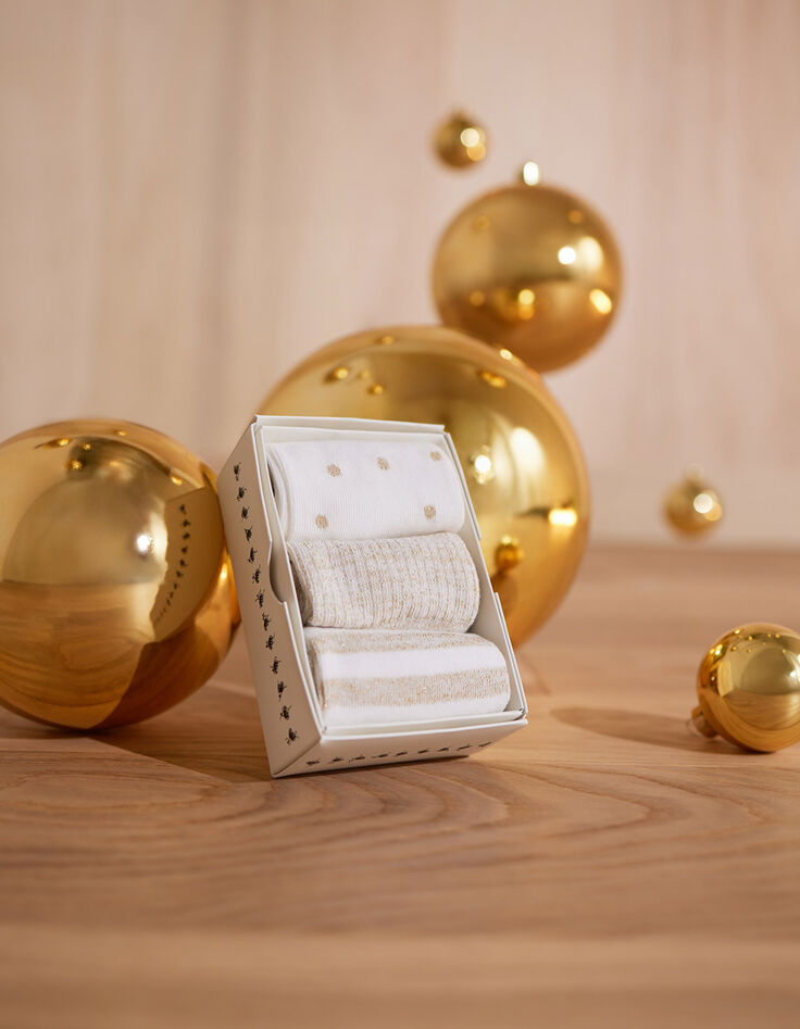 ASTRAL - Chaussettes dorées et blanches -3