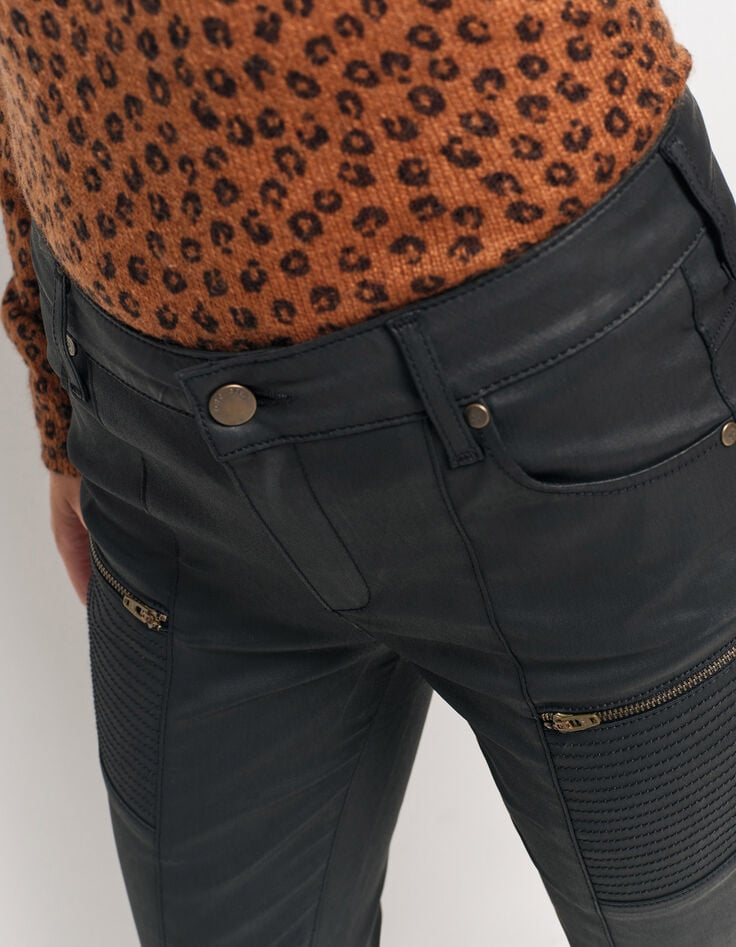 LE DANA - Jean noir enduit esprit motard-4 LE DANA - Jean noir enduit esprit motard-4