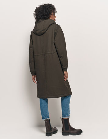 DAREL - Parka kaki fourrée imprimé léopard-3