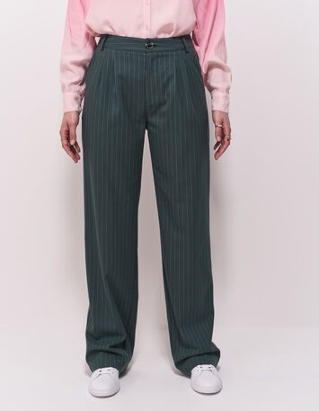 PALMA - Pantalon de costume vert motif rayures tennis-2