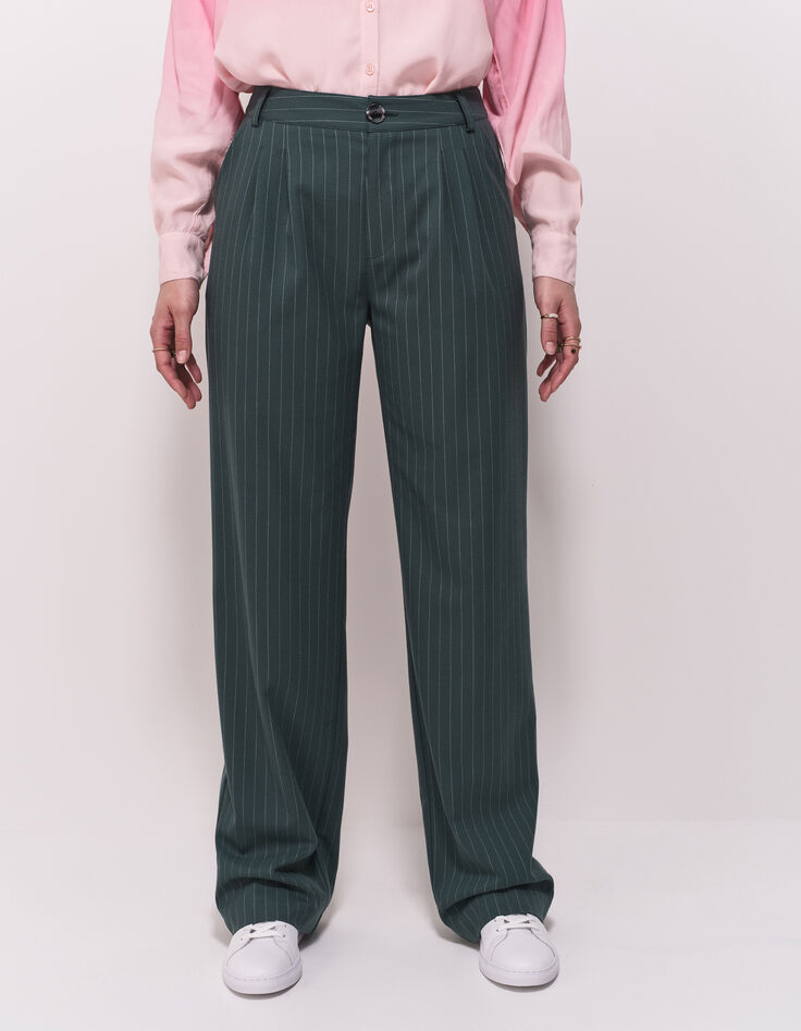 PALMA - Pantalon de costume vert motif rayures tennis-2 PALMA - Pantalon de costume vert motif rayures tennis-2