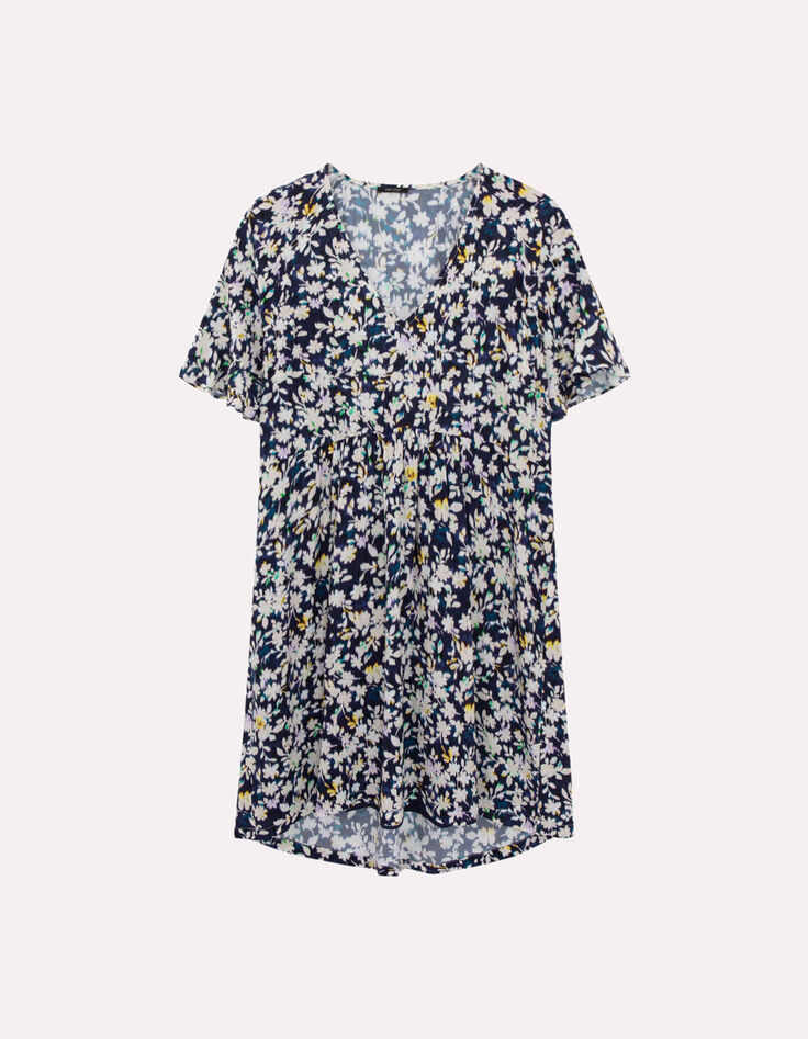 RANDY - Robe marine à imprimé illusion florale-5 RANDY - Robe marine à imprimé illusion florale-5